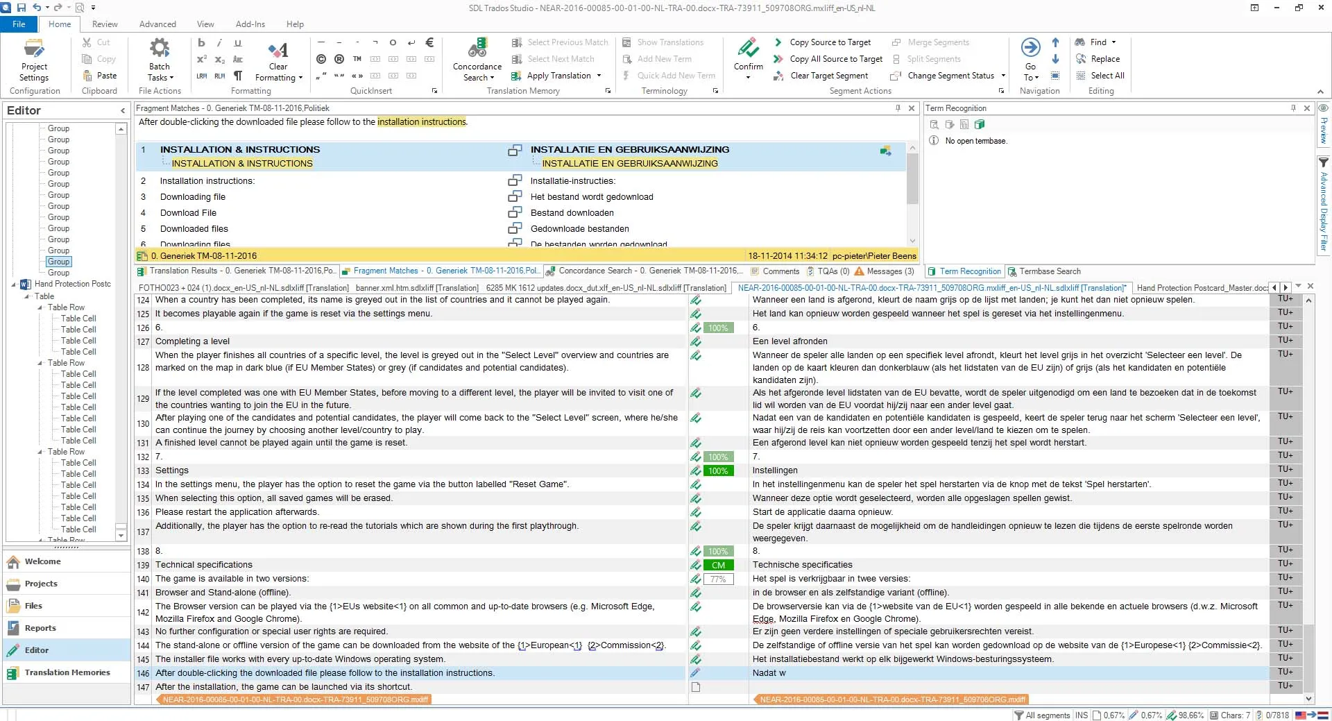 Interfaz de SDL Trados